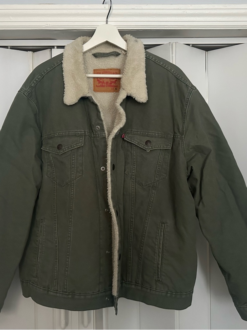 Levi's Olive Green Sherpa-Lined Military Field Jacket